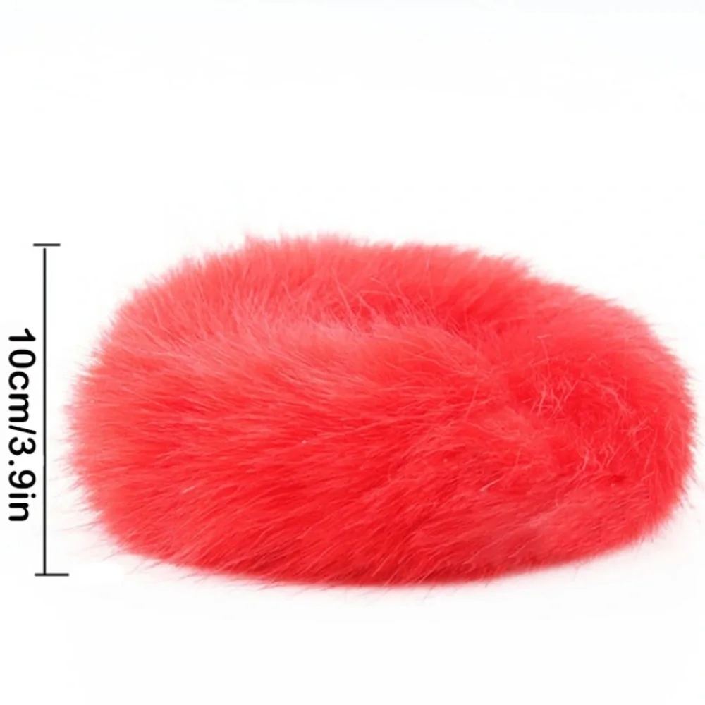 2 pieces 1 pair fluffy faux fur‎ furry scrunchies